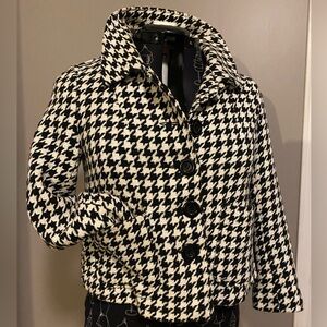 Stylish Black and White Houndstooth Women's Jacket